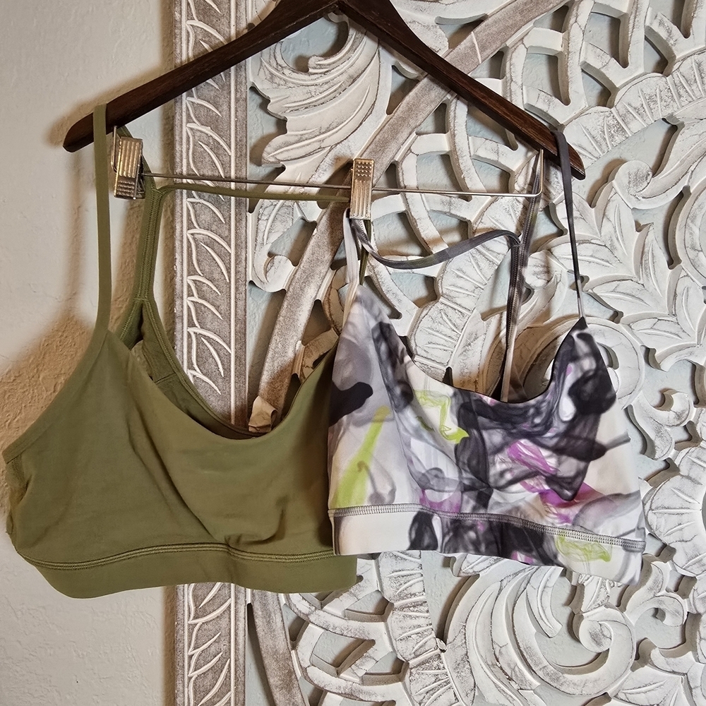 Lululemon Women's Set Of 2 Trowback Print Flow  Bra Nulu Light Support 12
